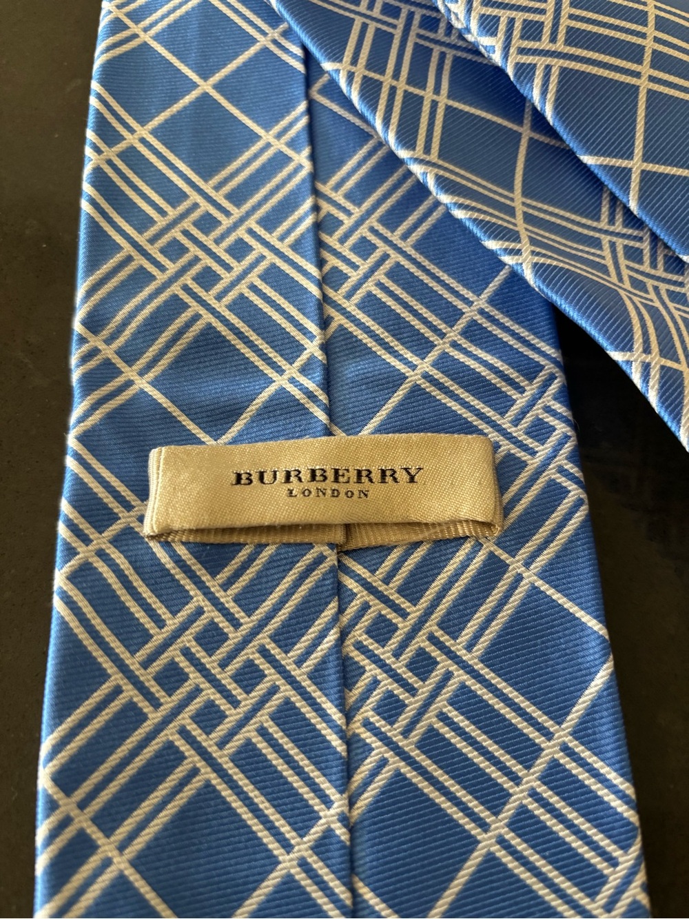Burberry Light Blue Classic Check Pattern Men's Tie - Picture 3 of 4